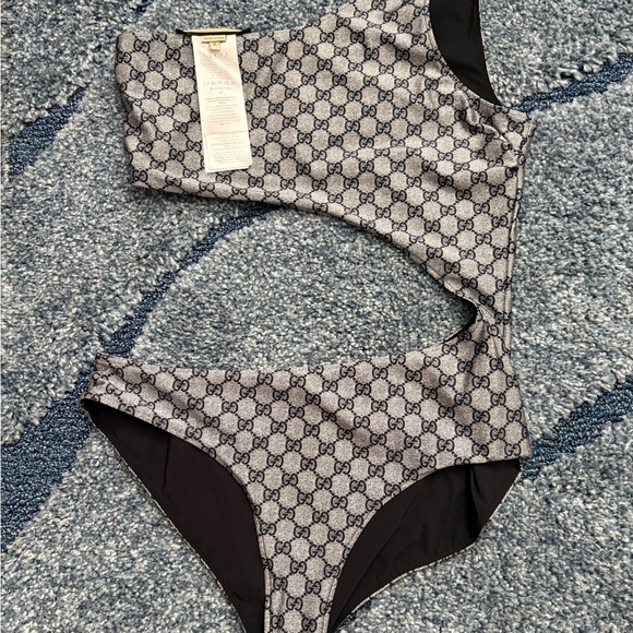Gucci Other - Designer Monogram One-Piece Swimsuit - Blue and Grey